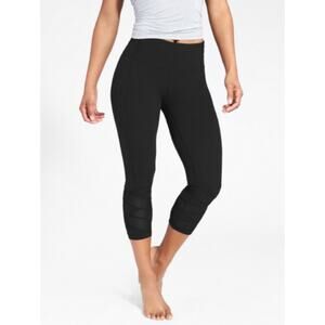 Athleta Mantra Capri Black Mesh Paneled Leggings Athletic Athleisure Yoga